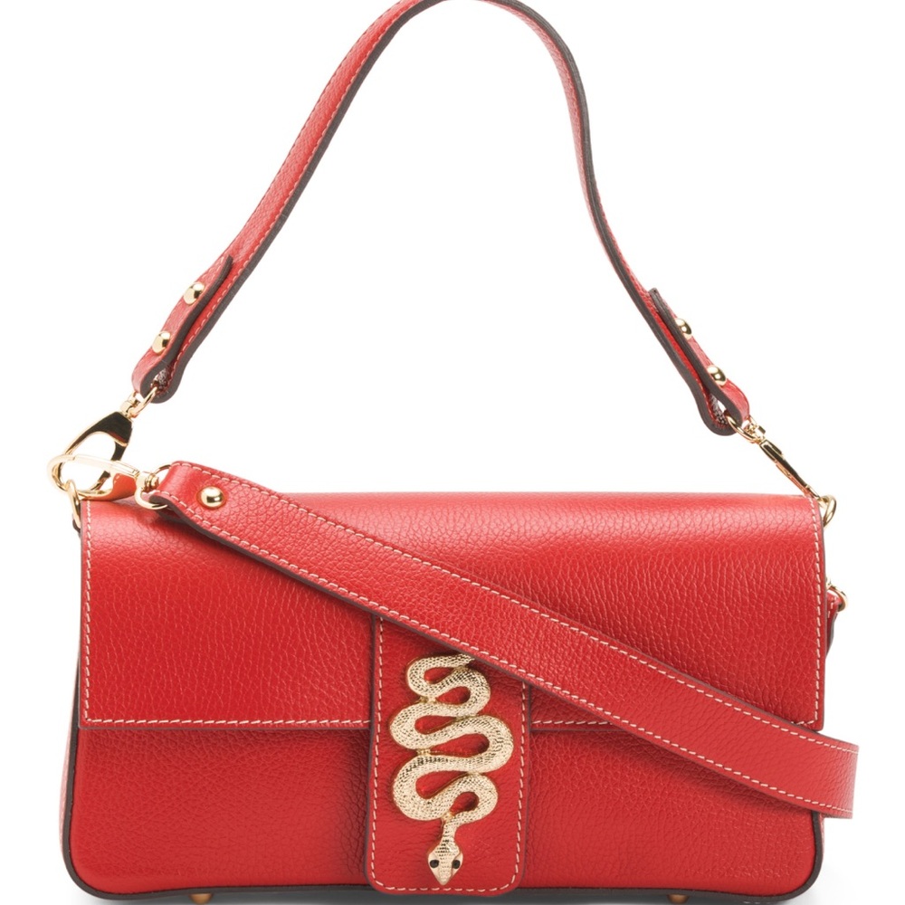 New Divina Firenze leather snake tab baguette crossbody - Picture 10 of 17